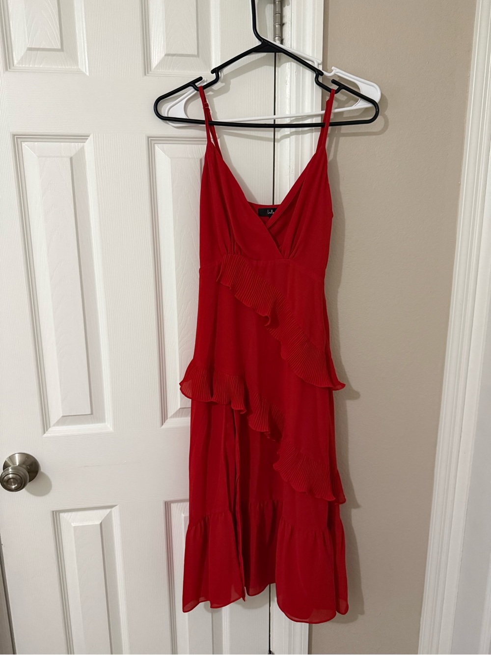 Lulu's Red Tiered Ruffle Midi Dress